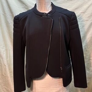 Trouve Black Women's Scuba Blazer with Zipper Detail